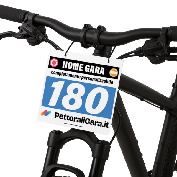 Numero da gara personalizzato per biciclette e MTB in PET rigido, già forato per il manubrio